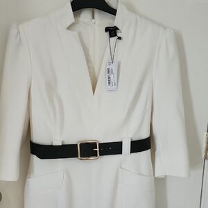 Zara Ivory Dress with Black Belt
